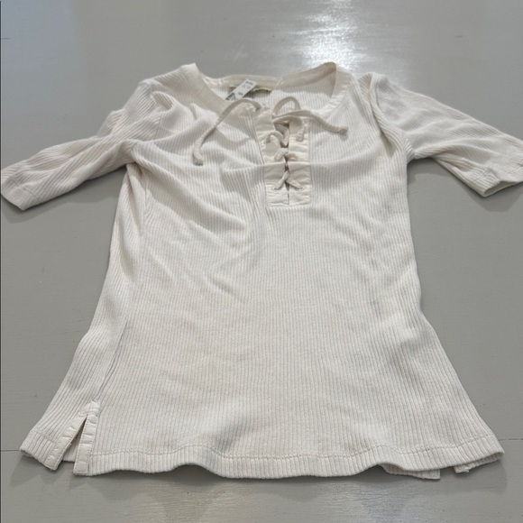 Madewell Ribbed Lace-Up Short-Sleeve Tee Size XXS - Picture 5 of 12